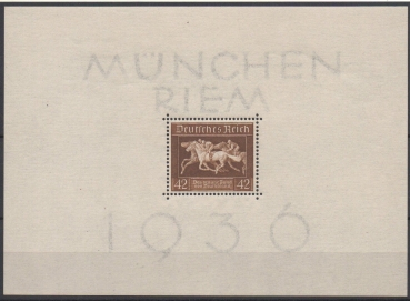 Michel Nr. 621 X (Block 4 X), Blockausgabe Galopprennen postfrisch.